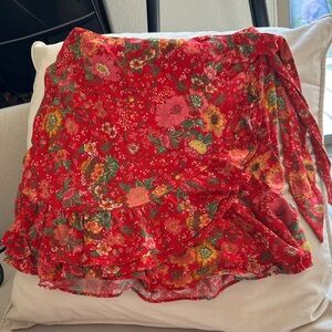 Sézane Floral Red Skirt Sz 34